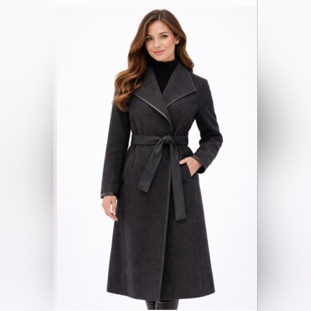 Tahari Womens Grey Wrap Coat